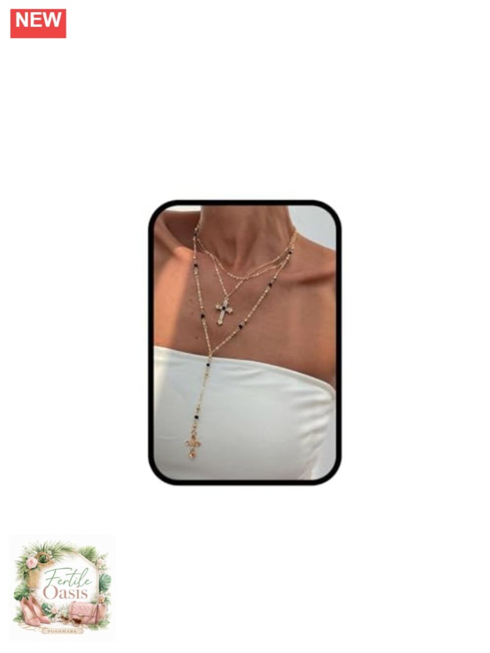 Gold Plated Layered Cross Necklace Set 3Pcs Gothic Vintage Y Choker Statement